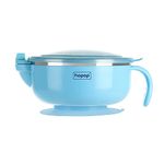 Hopop Baby Feeding Bowl | Stay Warm Stainless Steel Feeding Bowl with Suction Base & Snap on Lid | BPA Free Bowl for Baby Food | Food Remains Warm | Easy Grip Handle | Blue