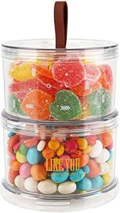 Belle Vous Bote Plastico 2 Niveles para Alimentos - Tarro para Galletas 1 Litro Transparente - Libre de BPA para Organizar en la Cocina - Bote Golosinas, Refrigerios, Paquetes o Cereals