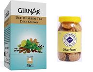 Girnar Detox Green Tea (36 Tea Bags) + Jyoti Ben's Namkeen Mathri 250g