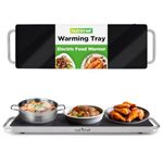 NutriChef Hot Plate Warming Tray Buffet Server Food Warmer with Non-Stick, Heat-Resistant Glass,22.4'' x 6.7'' Heating Surface PKWTR40