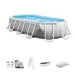 Intex 16.6ft X 9ft X 48in Oval Prism Frame Pool Set, Light Grey