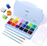 THOOVI - HIMI - Gouache Paint - Twin Cups - 36 Colours - 12g Jelly Cups - Non Toxic Paint for Paper - Canvas and Professionals, Multicolour - 3 Pcs - With Brushes (Ice Blue Case)