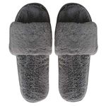 ILU Slipper For Women's Flip Flops Fur Winter Fashion House Slides Home Indoor Outdoor Grey Sandals - 7-8 Uk