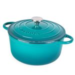 Cast Iron Dutch Oven with Lid – Non-Stick Ovenproof Enamelled Casserole Pot – Sturdy Dutch Oven Cookware – Teal, 5-Quart, 24cm – by Nuovva