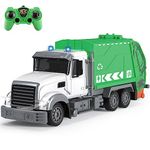 Leopmase Remote Control Garbage Truck Toys for Boys,6 Channel Electric RC Garbage Truck with Trash Bin Real Lights Construction Toys, Engineering Car Gift for Kids