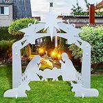 Dfilio Nativity Scene Outdoor Large Weatherproof Nativity Sets for Christmas Decorations, Manger Scene Christmas Decorations for Front Yard, Lawn and Church