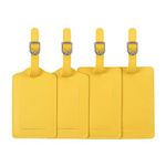 Luggage Tags, Microfiber Leather Personalized Suitcase Tag Set Luggage id Tags Labels Travel Accessories-Set of 4(Yellow)