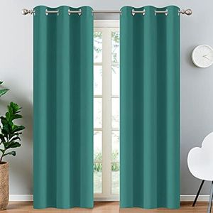 Yakamok 84 Inch Long Blackout Curtains Room Darkening Thermal Insulated with Grommet Window Curtain for Bedroom, 38Wx84L inch, Teal, 2 Panels