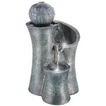 GEEZY Garden Water Feature LED Fountain Indoor/Outdoor Cascading Freestanding Polyresin Garden Statue Lights & Water Decoration (Ball Fountain)