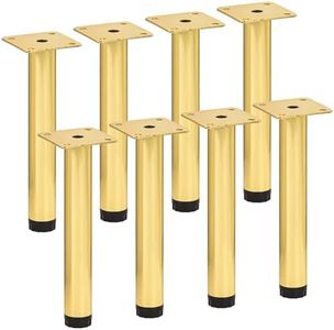 TCHOSUZ 7 inch / 18cm Adjustable Metal Furniture Legs, Pack of 8 Round Gold Iron Heavy Duty Sofa Legs, DIY Replacement Feet for Couch Table Cabinet Bed Ottoman Dresser