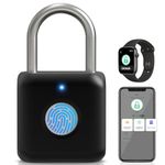 Pothunder Fingerprint Padlock, Smart Padlock, Locker Lock, Biometric Metal Keyless Thumbprint Lock, Waterproof, USB Rechargeable, for Gym Locker, School Locker, Luggage, Backpack, Suitcase（Black）…