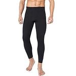 TEERFU Men's Midweight Thermal Underwear Pants Cotton Long Johns Leggings Base Layer Bottoms, L, Black