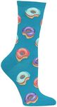 Hot Sox womens Food and Booze Novelty Casual Crew Socks, Donut (Turquoise), Shoe Size 4-10 US