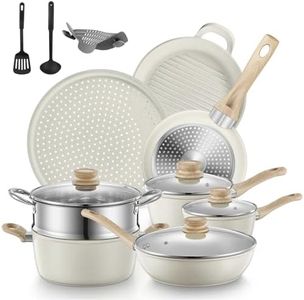FOHERE Set Pentole e Padelle Induzione 15 Pezzi, Batteria da Cucina Antiaderente in Alluminio con Coperchi, Adatto a Tutti i Piani Cottura