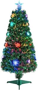 Yaheetech 4ft/120cm Fibre Optic Christmas Tree with Multicolor Snow Flake Lights Prelit Artificial Xmas Tree Holiday Decoration for Home/Office 1Pack