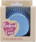 Baked with Love Foil Baking Cases,Cups, Greaseproof Cupcake Cases, Ice Blue- Pack of 50, 0650176