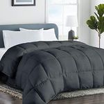 COHOME Full Size Comforter - Down Alternative Duvet Insert with Anti-Clump Tech & 8 Tabs, All-Season Reversible Luxury Hotel Bedding - Gifts for Women/Men, Dark Grey 82''x86''