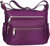 NOTAG Nylon Crossbody Bags for Women Waterproof Messenger Bags Mutilpockets Shoulder Bags Lightweight Travel Purses (Purple)