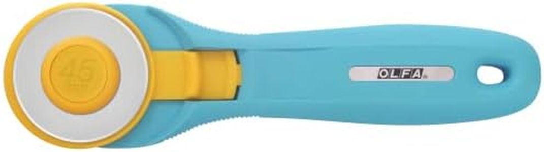 OLFA 45mm Quick-Change Rotary Cutter (RTY-2/C) - Rotary Fabric Cutter w/ Blade Cover for Crafts, Sewing, Quilting, Replacement Blade: OLFA RB45-1 (Aqua)