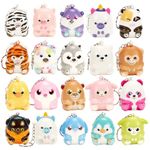 funnysquee 20 Pack Animal Squishies Toys Keychains Set,Party Favors Mini Animals Stress Relief Slow Rising Squeeze Toy,Birthday Gift,Classroom Prizes,Goodie Bag for Kids