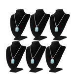 Flexzion Necklace Bust Display Stand (6 Pack)- 10 Inch 3D Mannequin Black Velvet Necklace Display Holder for Home, Boutique & Trade Shows - Jewelry Display for Selling Necklace, Pendants, Lockets