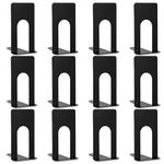 Anhow 6 Pair Book Ends, Metal Bookends Non-Skip Book Holder for Children/School/Library - Black, 5.1 x 3.9 x 2.7 Inches