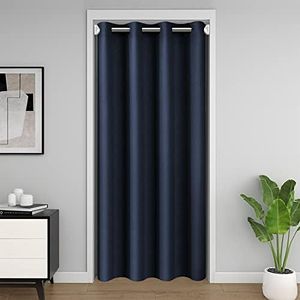 Door Curtain for Doorway Privacy, Sliding Closet Door Curtains 80 Inch Length Blackout Room Divider Curtain Cover for Doorway, Insulated Thermal Closet Curtains for Bedroom, 1 Panel, W42 X L80, Navy