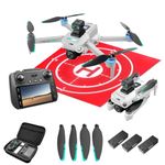 Drones for Adults, Drone for Beginners, GPS Drones 4K, 3 Batteries, 60 Mins Flight, Auto Return, Obstacle Avoidance, Drone with Screen on Controller, with Drone Landing Pad (White)
