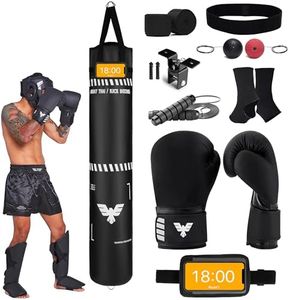 6 Ft Tall Muay Thai Punching Bag Set - Heavy Bag, Training Gloves, Hand Wraps for Kickboxing Heavy Bag, MMA 100 Lbs Bag (Unfilled)