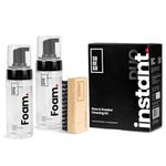 SHOEGR Suede Shoe Cleaner Kit | Instant Duo 2×150ml Sneaker Cleaner Kit with Foam & All-Purpose Brush | Sneaker Foam Spray for White Shoes, Sneakers & Sports Shoes | Daily Shoes Care Kit