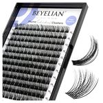 BEYELIAN Cluster Lashes D+ Curl 168 Pcs Individual Lash Clusters False Eyelashes Extension Natural Look Reusable Glue Bonded Black Super Thin Band Mix DIY Eyelash Extension (Style3)