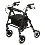 Ultra Lightweight rollator Mobility Walker 4 Wheeled Walking aid with Padded seat by FreeToBe Mobility Equipment (Black)