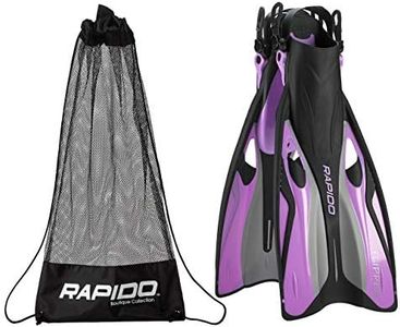 Phantom Aquatics Rapido Boutique Collection Flipper Open Heel Quick-Adjust Snorkel Fin with Snorkeling Gear Carry Bag, Lilac, s/m