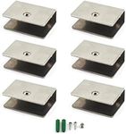 Glass Clamp Bracket 8-13mm Stainless Steel Glass Shelf Clips Wall Mounted Glass Shelf Support Shelf Bracket (Pack of 6)