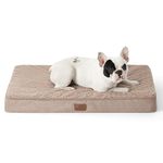 Bedsure Medium Dog Bed for Medium Dogs - Orthopedic Dog Beds with Removable Washable Cover, Egg Crate Foam Pet Bed Mat, Suitable for Dogs Up to 35 lbs, Light Brown