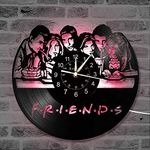 Smotly Vinyl wall clock, 3D creative friends series wall decoration large clocks, LED colorful lights handmade wall clock gifts. (Gift hook),A
