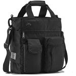 Messenger Bag Men Shoulder Crossbody Laptop Business Bag Nylon for Travel Work (Black)