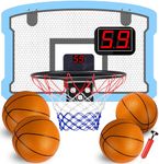 TEUVO Mini Basketball Hoop Toys for Kids Age 3 4 5 6 7 8 9 10 Year Old Indoor Basketball Hoop Over the Door with Automatic Scoring 4 Balls for Wall Mounted Bedroom Outdoor Sport Toy Gift for Boys Teen