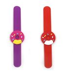 El Regalo 2 PCs Cute & Fun Donut Silicone Snap Clap Wristband Bracelet for Girls & Boys - Gift for Kids- Return Gifts- Party Favors (Randomly Selected Colors) (Purple & Red)