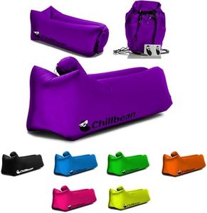 CHILLBEAN Inflatable Lounger Air Sofa Couch, Portable Water Proof Hammock for Hiking, Beach Inflatable Chair with Pillow, Single Layer Nylon Camping Essential for Picnics and Music Festivals (Purple)