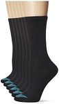 Hanes Women's Ultimate Lightweight Vent Crew Sock 6-Pack Casual, Black, Shoe Size: 5-9 (Pack of 6)