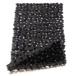 WELTRXE Non Slip Bath Mat Pebbles Bathtub Mat with Suction Cups, Drain Holes for Bathroom Showers, Tub, 35" x 16" Machine Washable Rectangle Bathroom Mats BPA, Latex Free Safe Shower Mats,Opaque Black