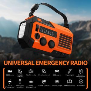 FosPower Emergency Weather Radio – Portable Hand Crank, Orange