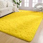 AROGAN Yellow Fluffy Rugs for Bedroom Living Room, Shag Area Rugs for Nursery Kids Girls Room, Plush Fur Rug for Playroom Dorm, 4x6 Feet