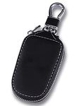 Contacts Genuine Leather Car Remote Key Case | Smart Protection Key Holder For Car Key | Key Chain Bag | Auto Remote Keyring Wallet (Black)