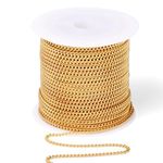 [66 Feet/ 20M] 18K Gold Plated Stainless Steel Curb Chain, 2mm 304 Stainless Steel Flat Twisted Links Curb Chains Bulk for Jewelry Making Necklace DIY Craft