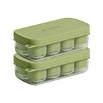 Ice Cube Trays, Easy to Remove 16 Ice Cube Trays with Lid, Storage Container. Perfect Small Ice Maker Tray and Mold. Flexible and Durable Plastic, BPA Free, Set of 2