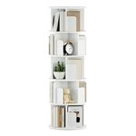 OTK Rotating Bookshelf, 360° Display Standing Book Shelf Organizer, 5 Tier Wooden Corner Bookshelves for Small Space, Small Bookcase Storage Rack for Kids' Room, StudyRoom, Bedroom, White