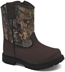 prechentty Toddler Little Big Boys Girls Cowboy Boots Kids Western Round Toe Riding Wide Mid Calf Boots Mid Black Brown Size2