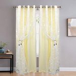 THUNDERSHOPPE Polyester Door Curtain Set of 2(8 Feet, White Embroidery + Ivory Blackout)